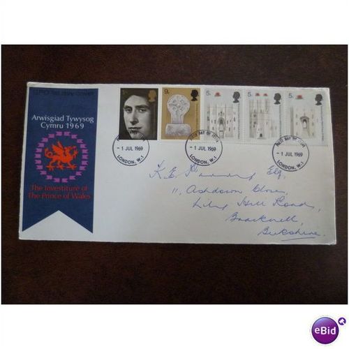1969 GB Investiture of Prince of Wales stamps FDC London FDI
