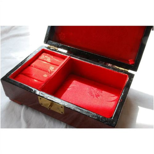 Jewellery box Vintage Oriental Lacquered Wood Carved Bird Scene 2021