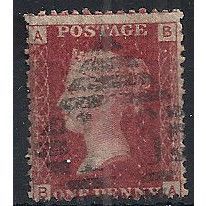 1858 SG43 1d Red Plate 148 Fine Used Check Letters "BA".