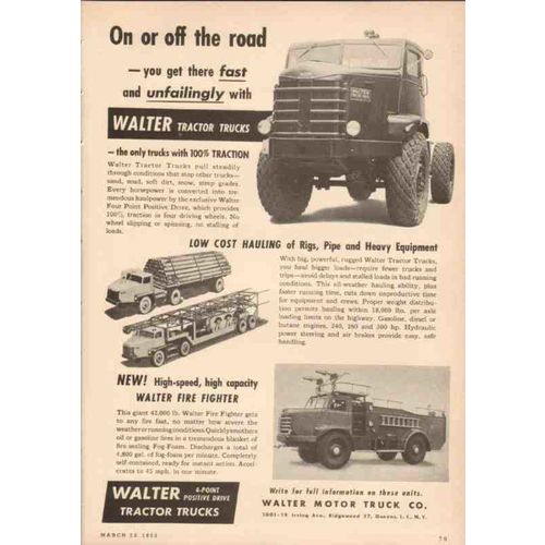 walter motor truck company 1950 fast unfailingly tractor vintage ad