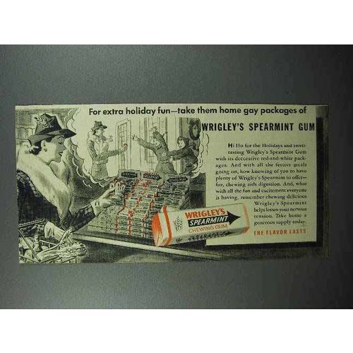 1941 Wrigley's Spearmint Gum Ad - Holiday Fun
