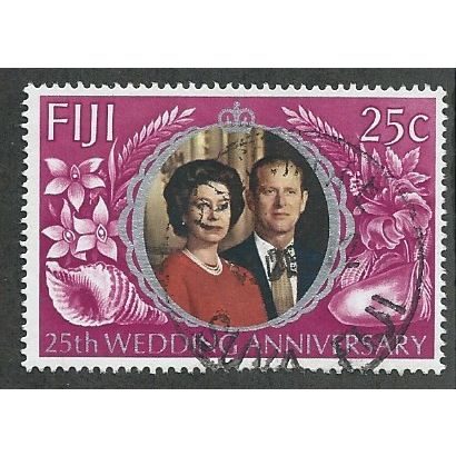 FIJ 1972 25c '25TH WEDDING ANNIVERSARY' FINE USED (EBID48-221)