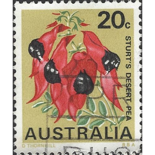 AUSTRALIA, FLOWER, Sturts desert pea, yellow 1968, 20c, #2