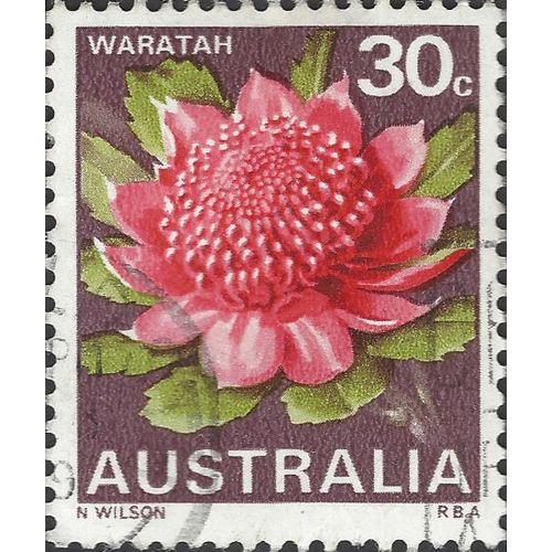 AUSTRALIA, FLOWER, Waratah, violet-brown 1968, 30c