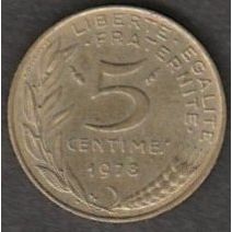 Coins. France 1978. 5 Centimes Value