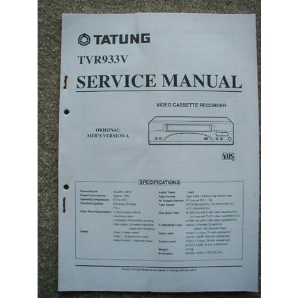 Tatung TVR933V Original Service manual