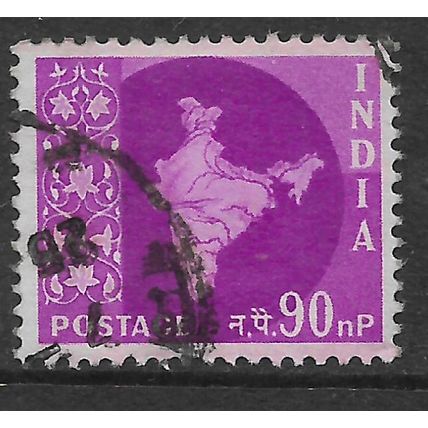 INDIA 1960 MAP OF INDIA 90 np BRIGHT PURPLE SG 412 FINE USED#
