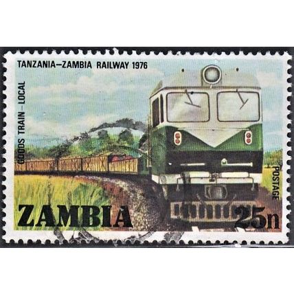 ZAMBIA, 1976 25n Goods Train, SG256 (Scott #165), used