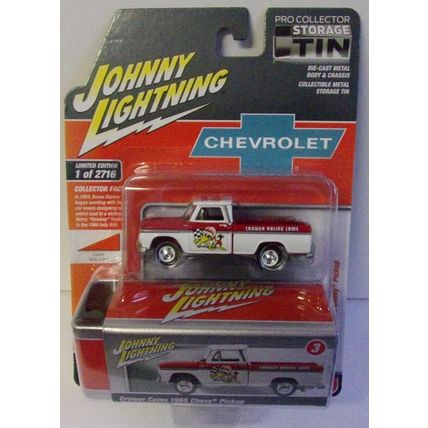 JOHNNY LIGHTNING CROWER CAMS 1965 CHEVY Pickup ' Storage Tin ' red ( 2023)
