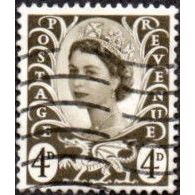 1967-9 Wales Regional Definitives, 4d Value. Sepia. Fine Used