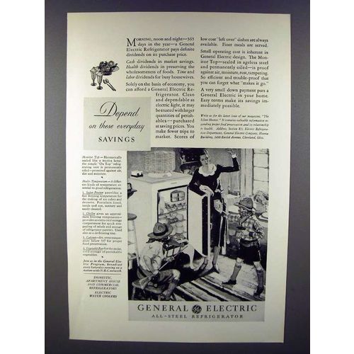 1931 General Electric Refrigerator Ad - Depend On