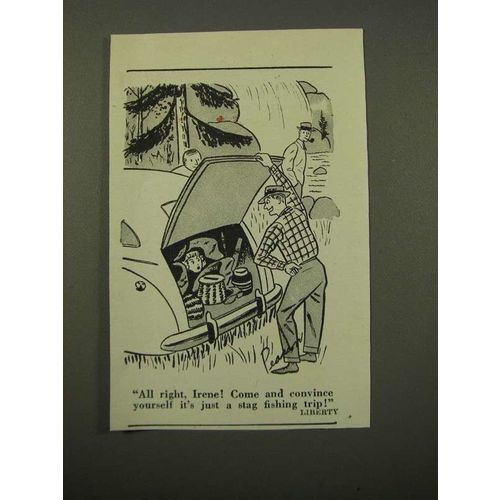 1947 Cartoon by Pearson - Just a Stag Fishing Trip