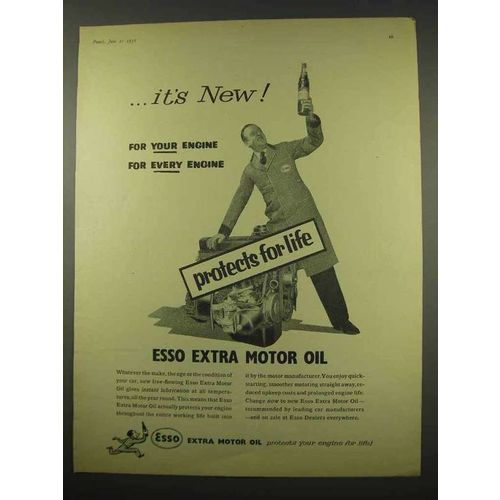 1956 Esso Extra Motor Oil Ad - Protects for Life
