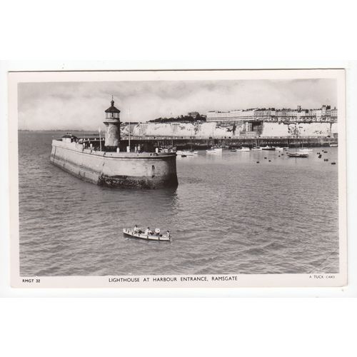 Lighthouse at Harbour Entrance Ramsgate Kent RP Postcard