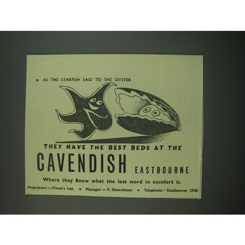 1949 Cavendish Eastbourne Hotel Ad - As the starfish said to the oyster