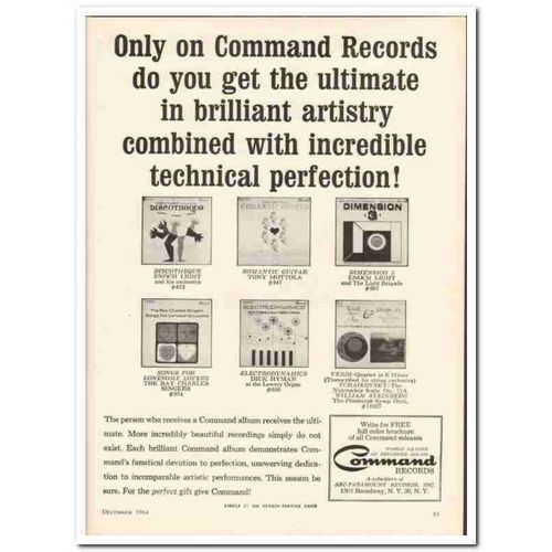 ABC-PARAMOUNT RECORDS 1964 Enoch Light Tony Mottola music vintage ad