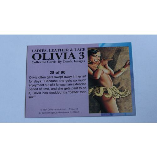 Olivia 3 Ladies, Leather & Lace Base trading card # 28 (A) 1994, Comic Images