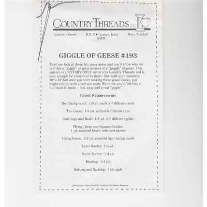 Giggle of Geese Quilt Pattern 30x42 Wall Hanging Sewing