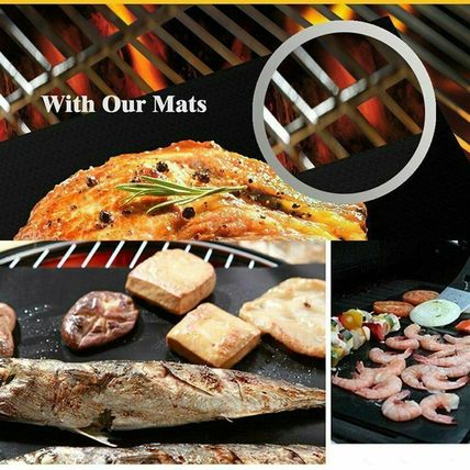2PCS Barbecue Pad High Temperature Resistance Non-stick Outdoor BBQ Grill Mat UK