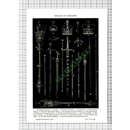 English Regalia Crown Jewels - Small PRINT - 1935