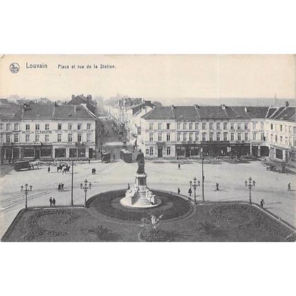 Louvain Place et rue de la Station Belgium Postcard unused VGC