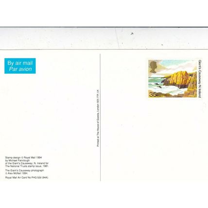 Northern Ireland 1994 Giants Causeway 35p Postal Stationary Postcard Unused VGC