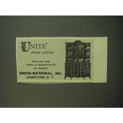 1949 Union-National Unite China Cabinet Ad