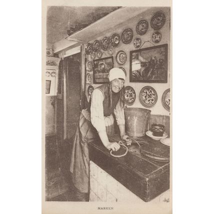 Marken Dutch Lady Working Costume Old Postcard