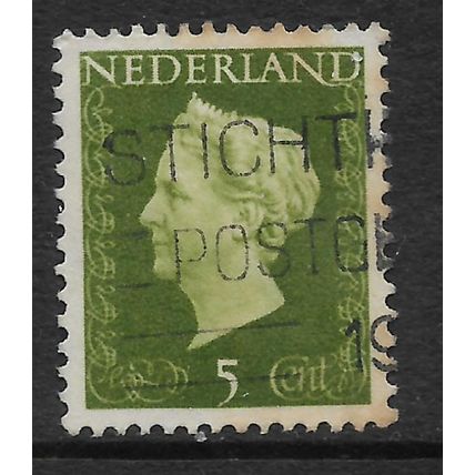 NETHERLANDS 1947 5c GREEN QUEEN WILHELMINA SG 640 FINE USED#