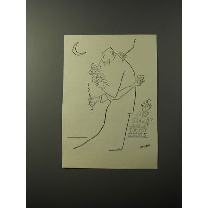 1953 Cartoon by Saul Steinberg - Moonlight Kiss