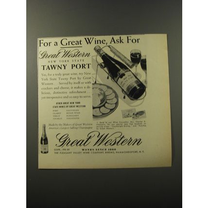 1953 Great Western Tawny Port Ad - For a great wine, ask for Great Western
