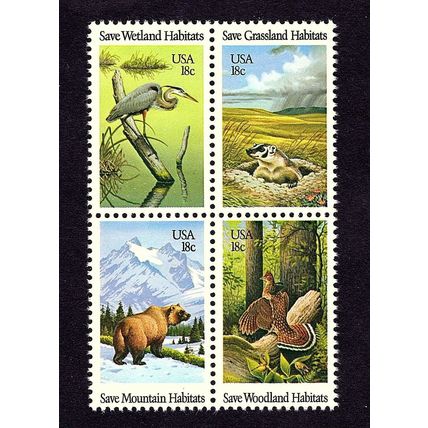 Wildlife Habitat Preservation Full Sheet of Fifty 18 Cent Stamps Scott 1921-24