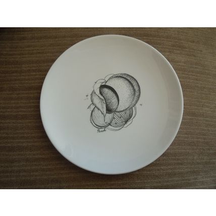 Susie Cooper Black Fruit Tea Plate - Peach