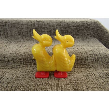 Yellow Double Ducks Plastic Ramp Walker Vintage 1960's Walking Toy Made in UK