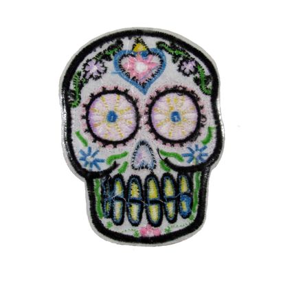 Day Of The Dead Candy Mexican Iron On Skull Patch 10 x 7.4 cm Embroidered P353