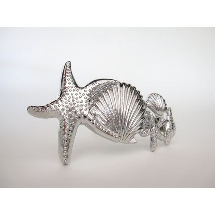 Silver starfish metal filigree hair pin clip barrette