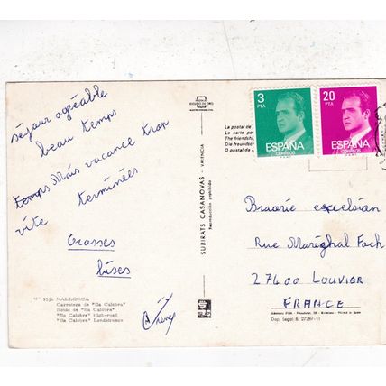 Mallorca Carretera de Sa Colobra Spain Postcard posted crease
