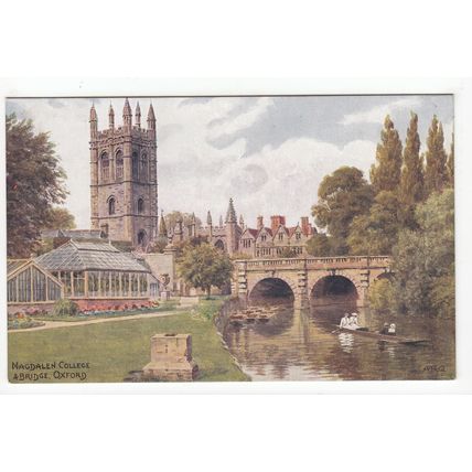 Magdalen College & Bridge Oxford A R Quinton Art Postcard ARQ 1355