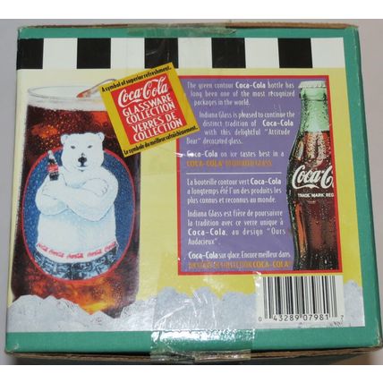 Six 1997 Coca-Cola Indiana Glass Attitude Bear Glasses NIB!