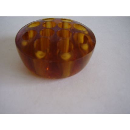 Vintage Davidson Flower Rose Frog Amber 2 1/4" 12 Hole Glass Vase Floral Support