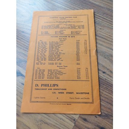 1962/63 Maidstone Utd vs Leytonstone - Southern League ** FREE P&P **