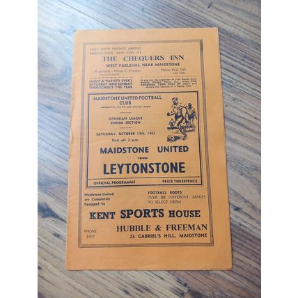 1962/63 Maidstone Utd vs Leytonstone - Southern League ** FREE P&P **