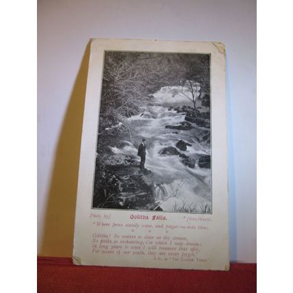 GOLITHAL FALLS, CORNWALL. used antique postcard by Smythurst 1906 pm =