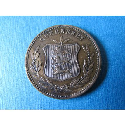 1885H GUERNSEY EIGHT DOUBLES HEATON MINT BIRMINGHAM FREE POST. (gg)