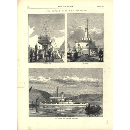 OUR FUTURE NAVY - HMS GLATTON - CHATHAM DOCKYARD 1872 VICTORIAN ENGRAVINGS