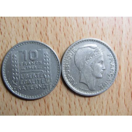France Republic 1948 10 Francs Coin