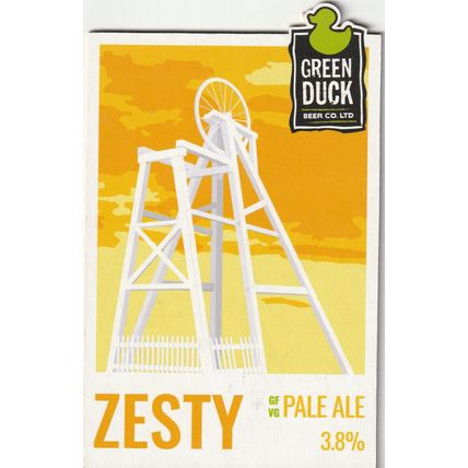 UNUSED PUMP CLIP FRONT - GREEN DUCK BEER CO - ZESTY PALE ALE
