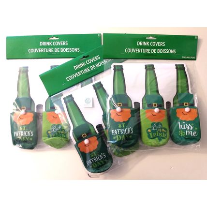 NEW SEALED SET of 9 ST PATRICK'S DAY DRINK COVERS LUCK OF THE IRISH KISS ME