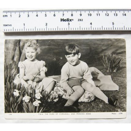 old postcard T.R.H. The Duke of Cornwall & Princess Anne