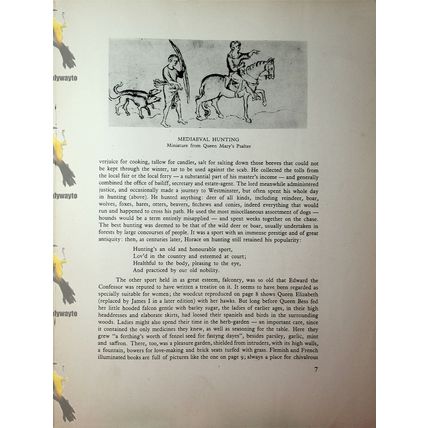 Queen Elizabeth 1st Hawking (Medieval Hunting Reverse), Book Illustration, 1942
